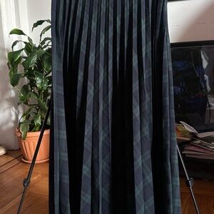 Black and Green Pleated Skirt